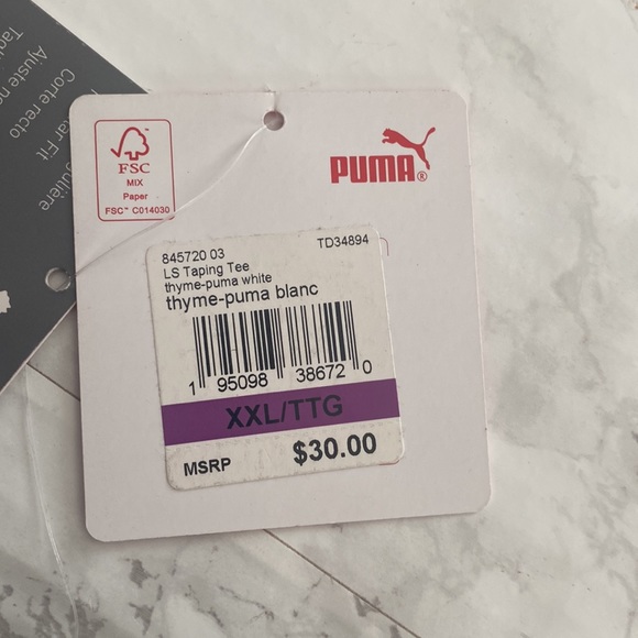 PUMA Long Sleeve Taping Tee Green XXL - Picture 7 of 10